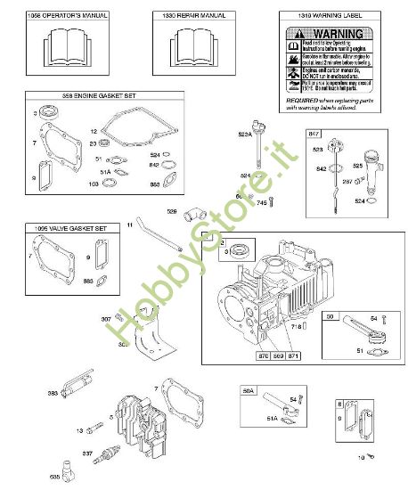 F - Cilindro, testata, set guarnizioni motore, set guarnizioni valvola, lubrificazione B&S - 10 €¦ 10F902-0111-B1 brand Stihl